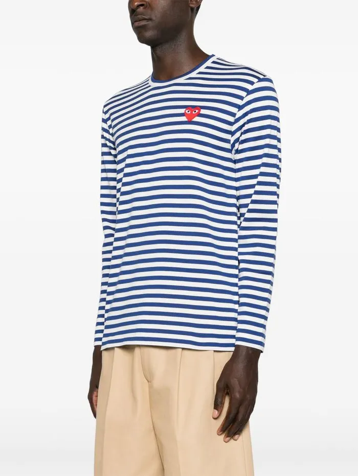 Henrik Vibskov Boutique Unisex Striped Tee Red Heart 8211 Navy Men Tops