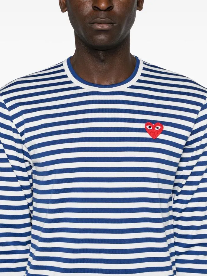 Henrik Vibskov Boutique Unisex Striped Tee Red Heart 8211 Navy Men Tops