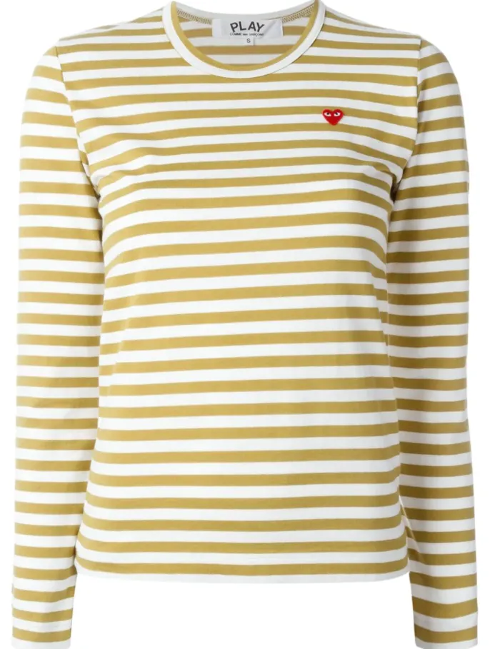 Henrik Vibskov Boutique Womens Striped Tee Small Red Heart 8211 Olive Women Tops Henrik Vibskov Boutique Womens Striped Tee Small Red Heart 8211 Olive Women Tops
