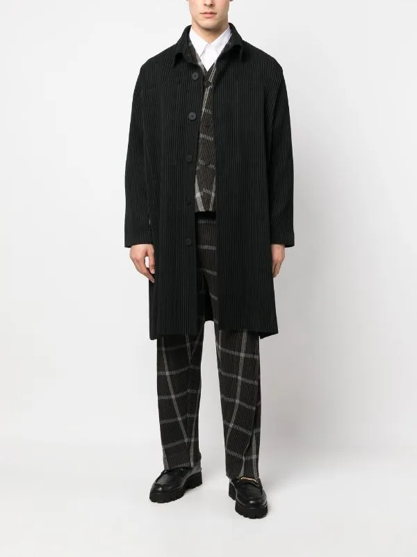 Henrik Vibskov Boutique Wool Pleats Coat 8211 Black Men Jackets and Coats