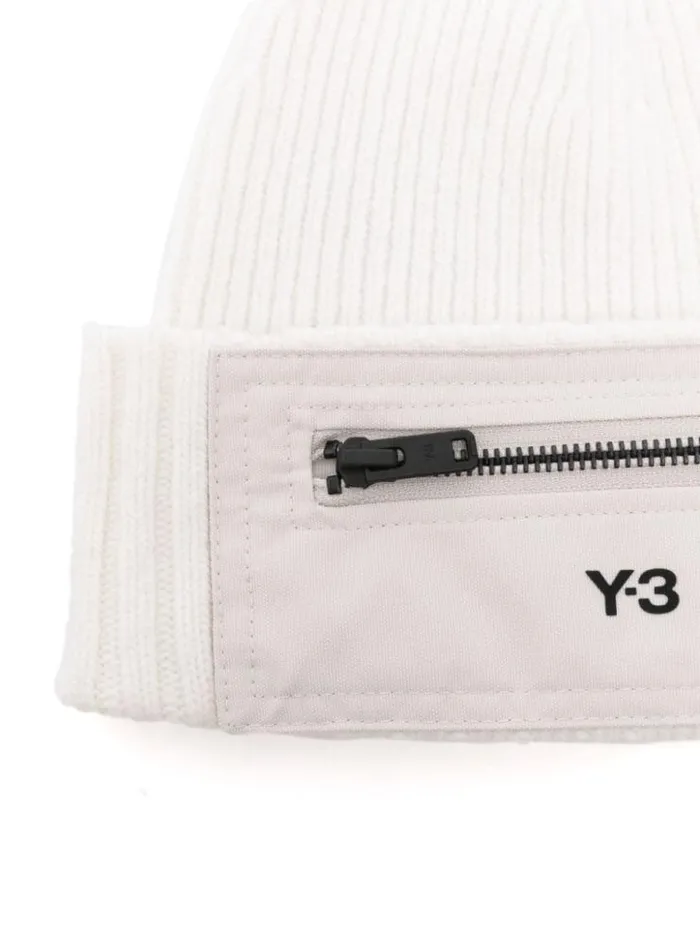 Henrik Vibskov Boutique Y3 Nylon Patch Beanie 8211 Off White Men Hats and Gloves