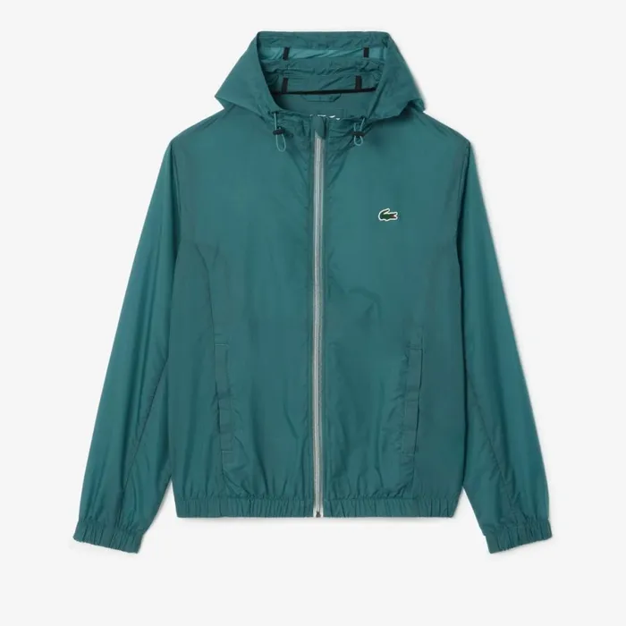 Jackets and Coats Men Lacoste Men039s Lightweight Waterproof ZipUp Jacket Hydro Blue Iy4