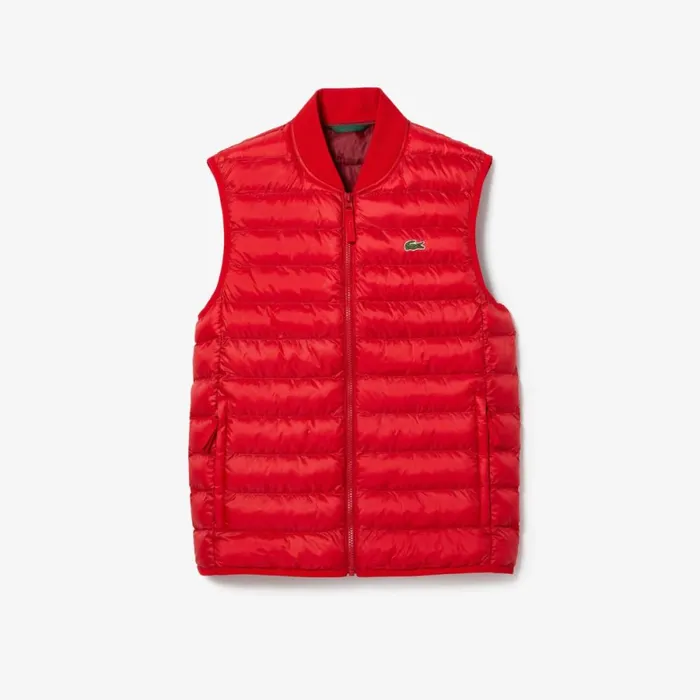 Jackets and Coats Men Lacoste Men039s WaterRepellent Puffer Vest Red 240