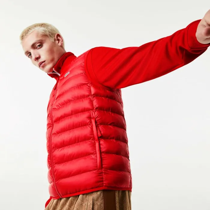 Jackets and Coats Men Lacoste Men039s WaterRepellent Puffer Vest Red 240