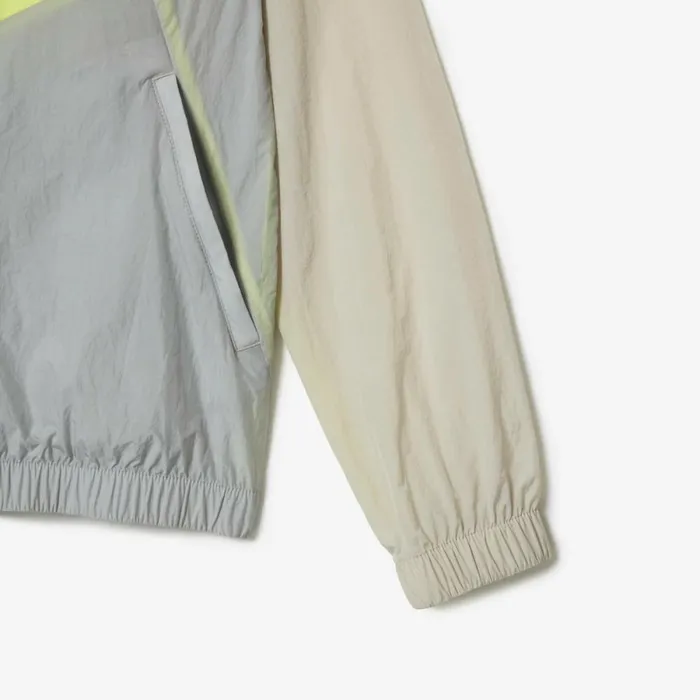 Jackets and Coats Men Lacoste Men039s WaterResistant Packable ZipUp Jacket Grey Flashy Yellow Grey Rim
