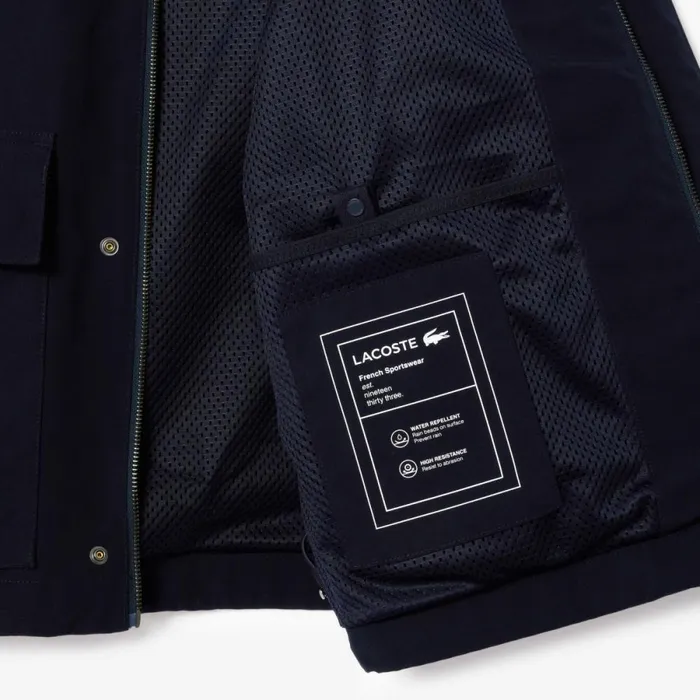 Jackets and Coats Men Lacoste Men039s Waterproof Collared Jacket Abysm Blue Hde