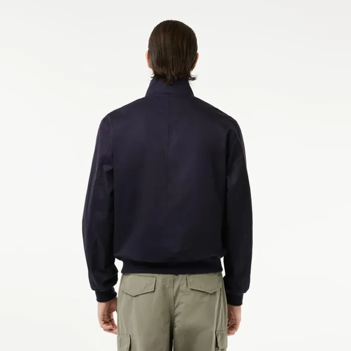 Jackets and Coats Men Lacoste Men039s Waterproof Cotton Twill Harrington Jacket Abysm Blue Hde