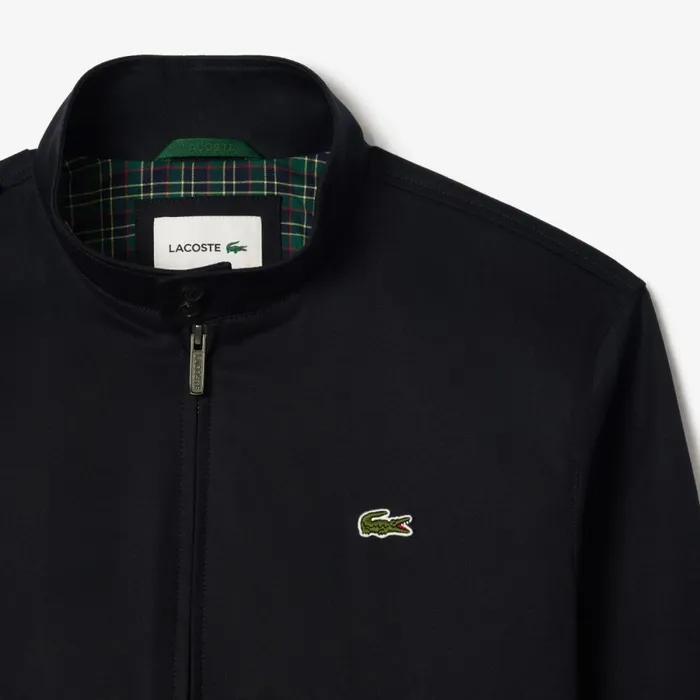 Jackets and Coats Men Lacoste Men039s Waterproof Cotton Twill Harrington Jacket Abysm Blue Hde