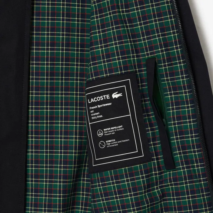Jackets and Coats Men Lacoste Men039s Waterproof Cotton Twill Harrington Jacket Abysm Blue Hde