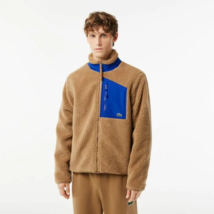 Jackets and Coats Men Lacoste Men039s ZipUp Colorblock Fleece Jacket Brown Blue Ize Jackets and Coats Men Lacoste Men039s ZipUp Colorblock Fleece Jacket Brown Blue Ize