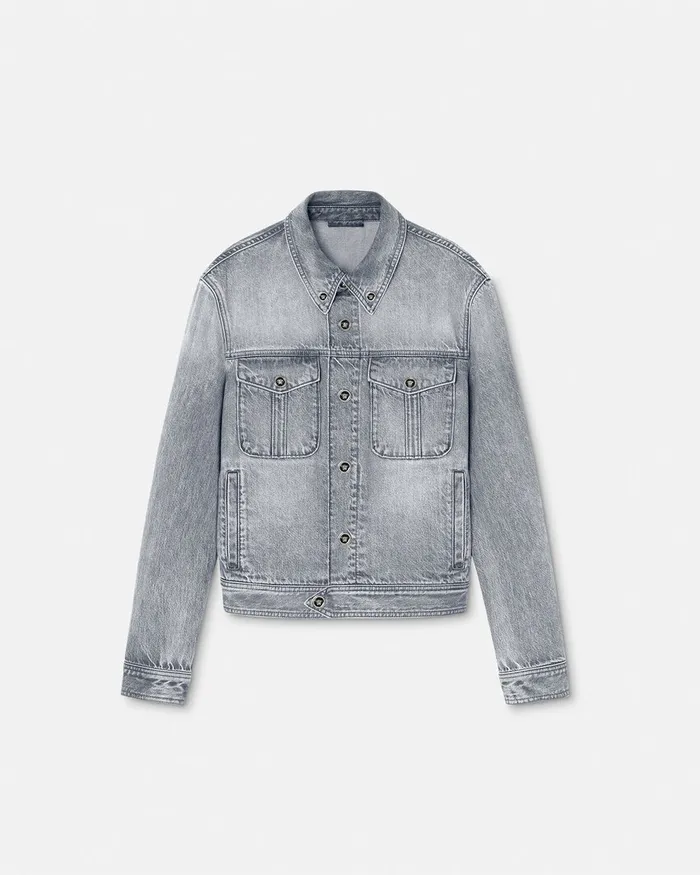 Jackets and Coats Men Versace Denim Jacket Gray