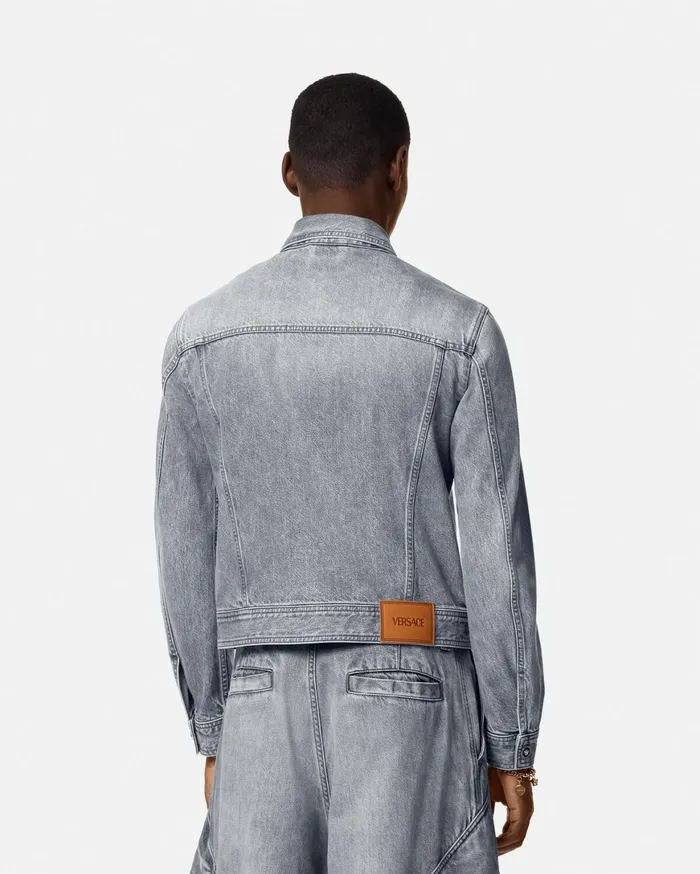 Jackets and Coats Men Versace Denim Jacket Gray