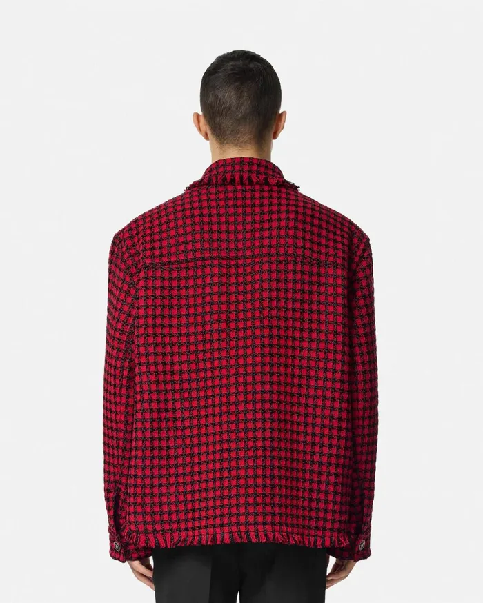 Jackets and Coats Men Versace Tweed Overshirt Blackred