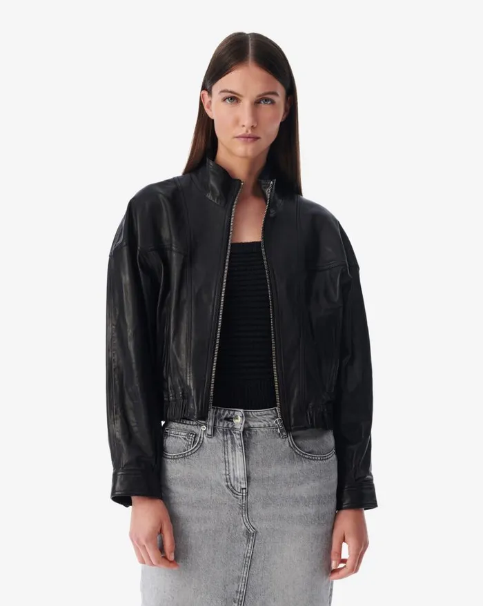 Jackets and Coats Women IRO OKAN LEATHER STANDUP COLLAR JACKET