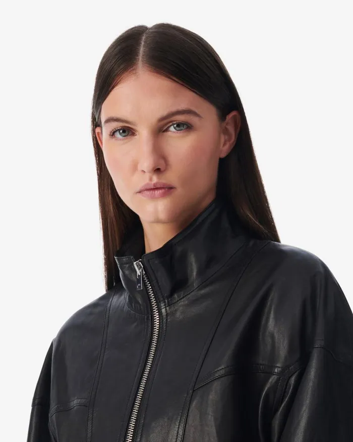 Jackets and Coats Women IRO OKAN LEATHER STANDUP COLLAR JACKET