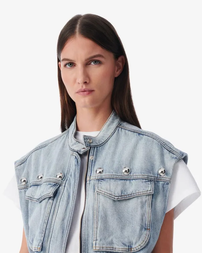 Jackets and Coats Women IRO ORAZIO HIGHCOLLARED DENIM VEST