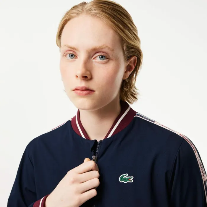 Jackets and Coats Women Lacoste Women039s Recycled Fiber Stretch UltraDry Tennis Jacket Navy Blue 166