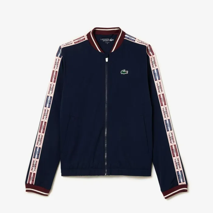 Jackets and Coats Women Lacoste Women039s Recycled Fiber Stretch UltraDry Tennis Jacket Navy Blue 166