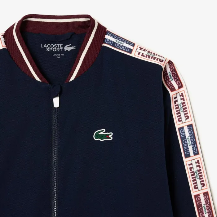 Jackets and Coats Women Lacoste Women039s Recycled Fiber Stretch UltraDry Tennis Jacket Navy Blue 166
