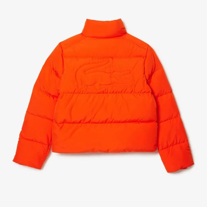 Jackets and Coats Women Lacoste Women039s Stowable Hood Puffer Jacket Sunrise Orange Sji