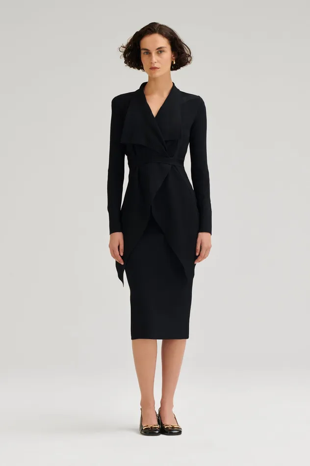 Jackets CREPE KNIT DRAPE FRONT JACKET BLACK Scanlan Theodore Women