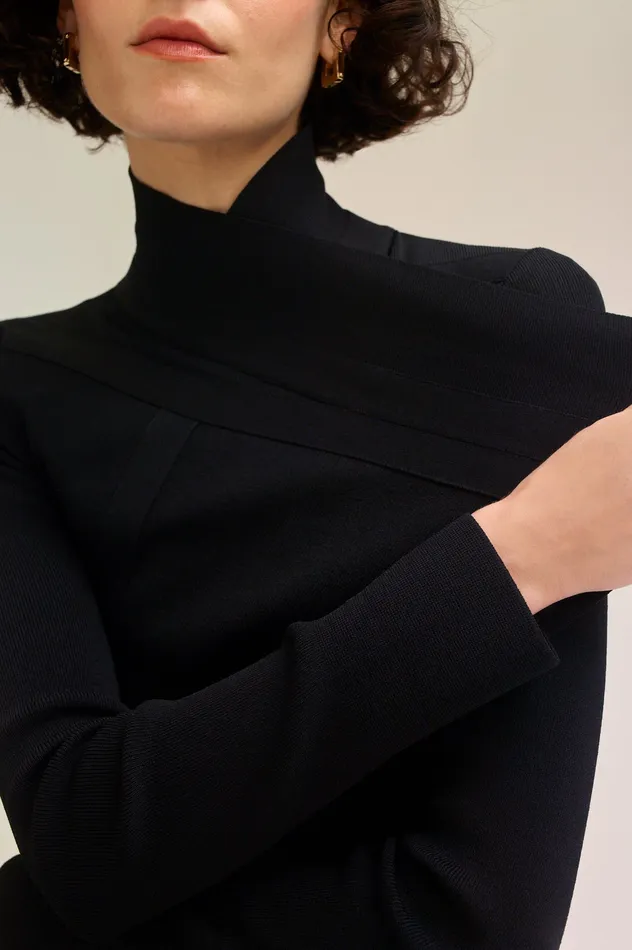 Jackets CREPE KNIT DRAPE FRONT JACKET BLACK Scanlan Theodore Women
