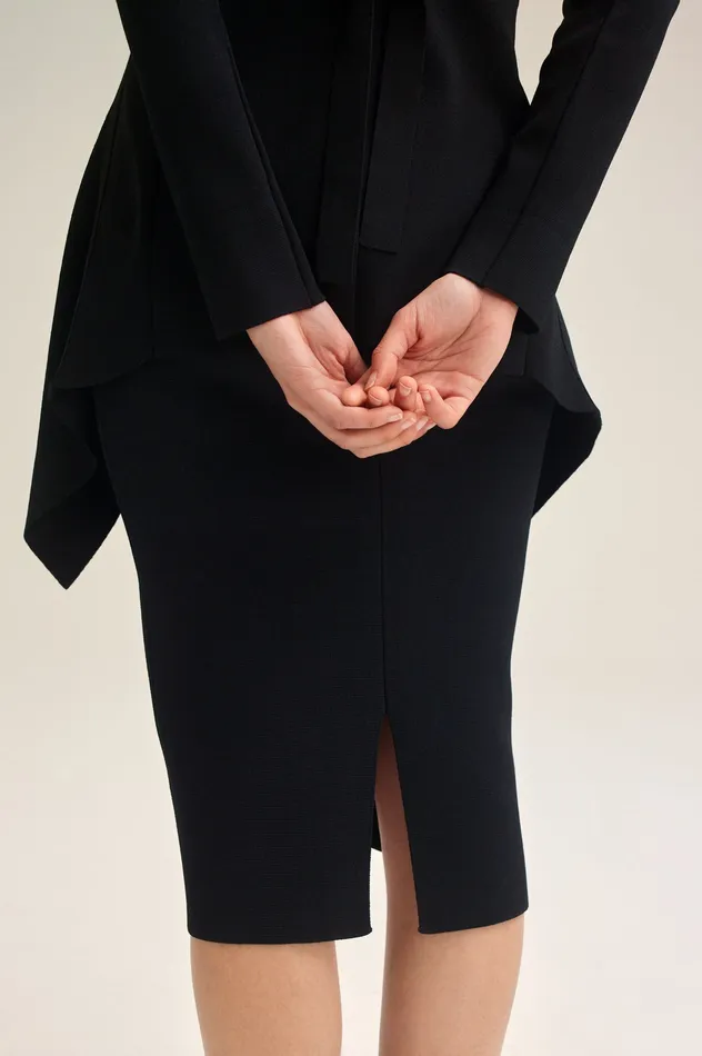 Jackets CREPE KNIT DRAPE FRONT JACKET BLACK Scanlan Theodore Women