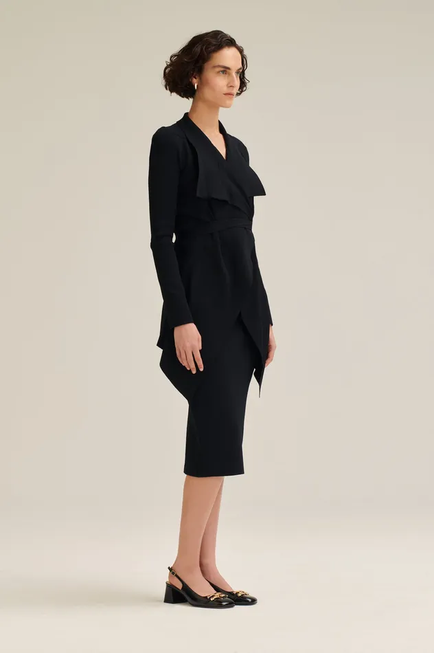 Jackets CREPE KNIT DRAPE FRONT JACKET BLACK Scanlan Theodore Women