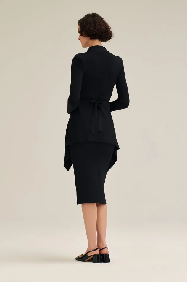 Jackets CREPE KNIT DRAPE FRONT JACKET BLACK Scanlan Theodore Women