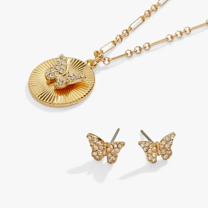 Jewelry Sets Women Alex And Ani Butterfly Charm Necklace And Stud Earring Gift Set Gold Jewelry Sets Women Alex And Ani Butterfly Charm Necklace And Stud Earring Gift Set Gold