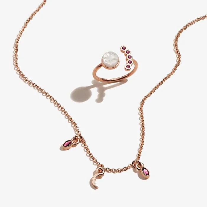 Jewelry Sets Women Alex And Ani Moon Charm Necklace Crystal Ring Gift Set Shiny Rose Gold Jewelry Sets Women Alex And Ani Moon Charm Necklace Crystal Ring Gift Set Shiny Rose Gold