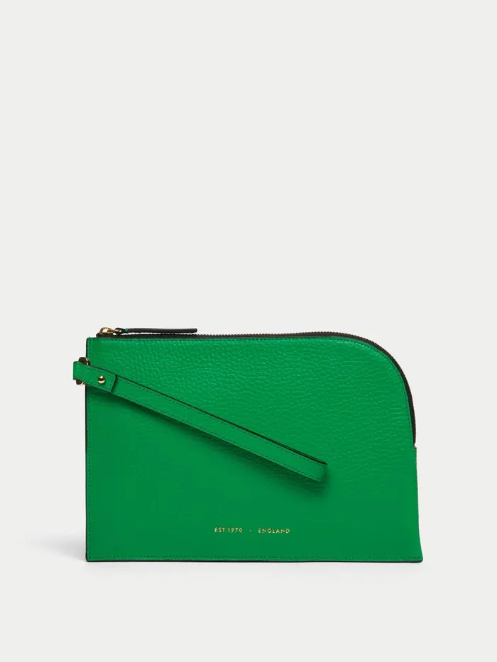 Jigsaw Bags and Clutches Women Sophia Pebble Leather Pouch Green