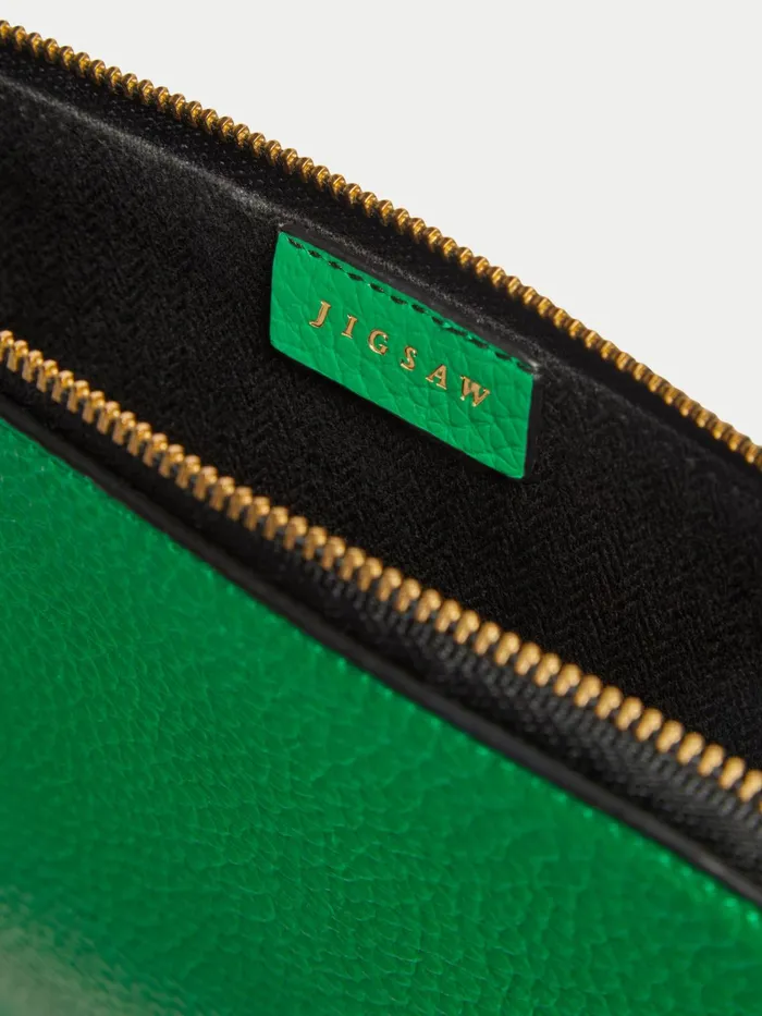 Jigsaw Bags and Clutches Women Sophia Pebble Leather Pouch Green