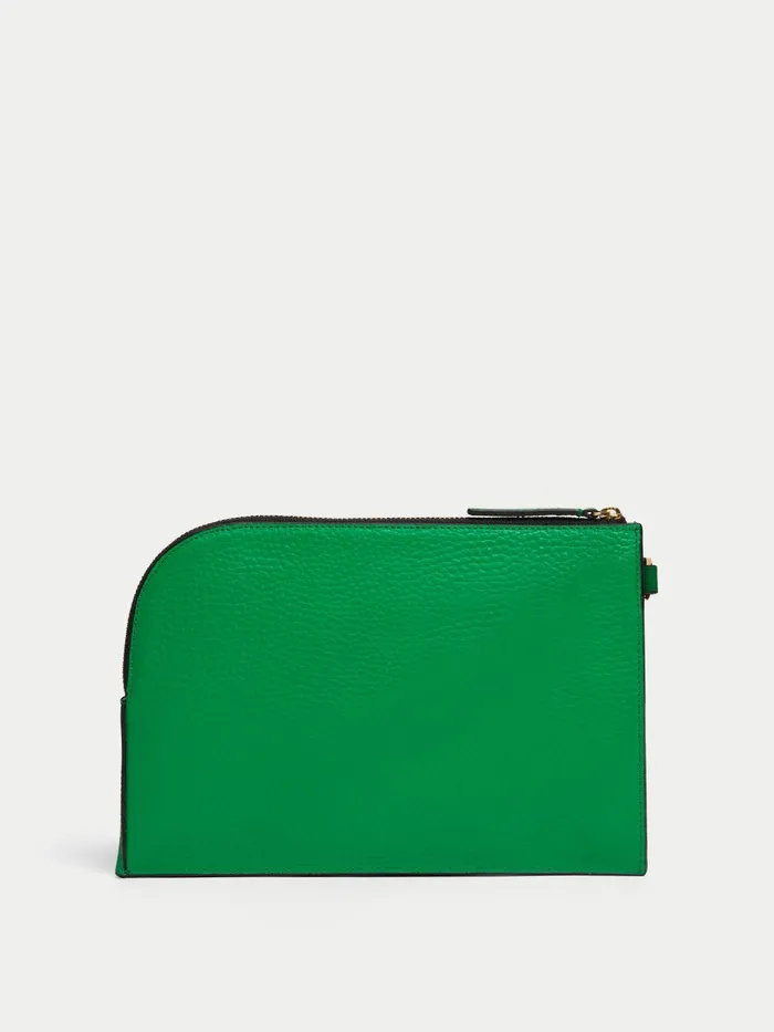 Jigsaw Bags and Clutches Women Sophia Pebble Leather Pouch Green
