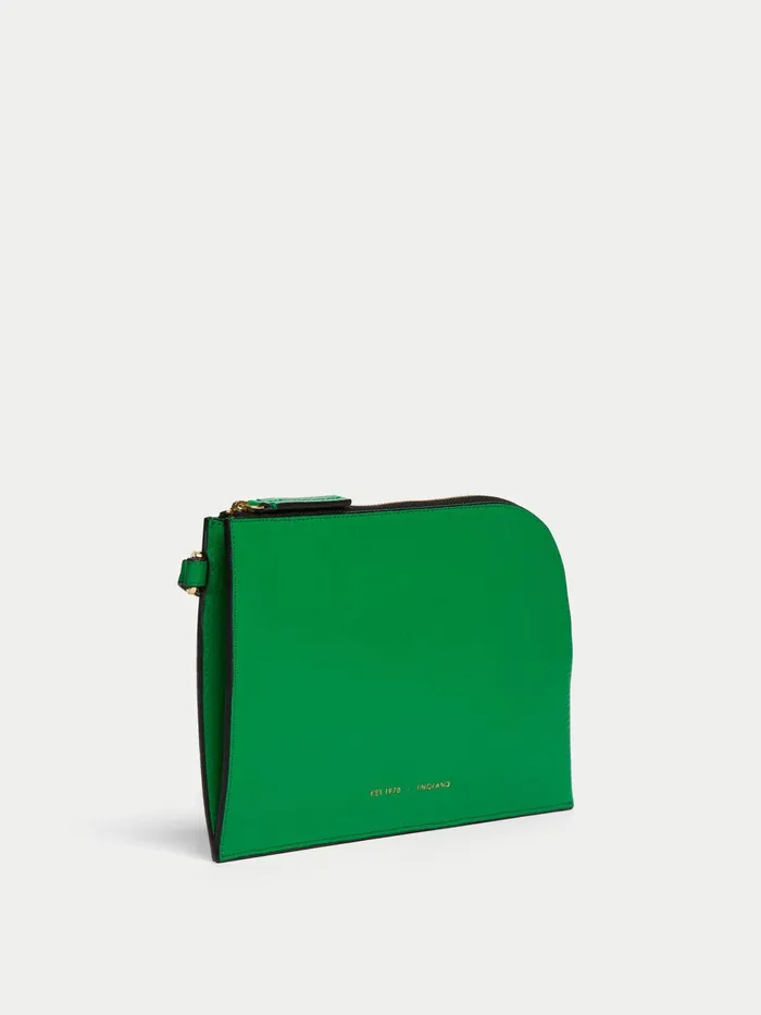 Jigsaw Bags and Clutches Women Sophia Pebble Leather Pouch Green