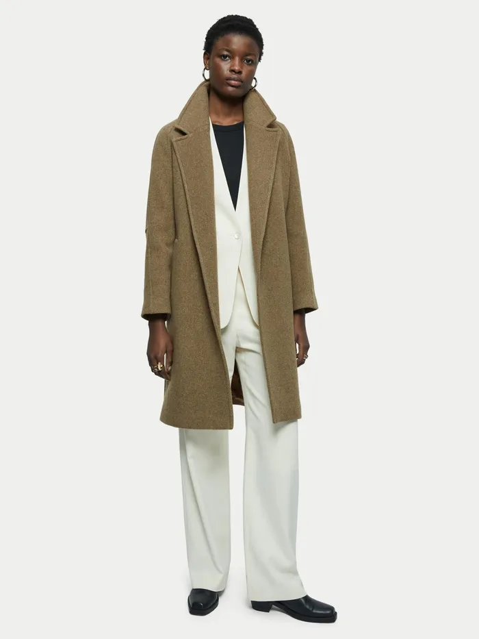 Jigsaw Coats Women Brushed Wool Coat Green