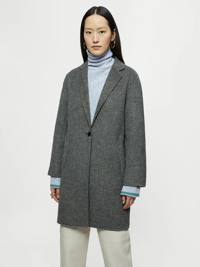 Jigsaw Coats Women Double Face Puppytooth Coat Grey