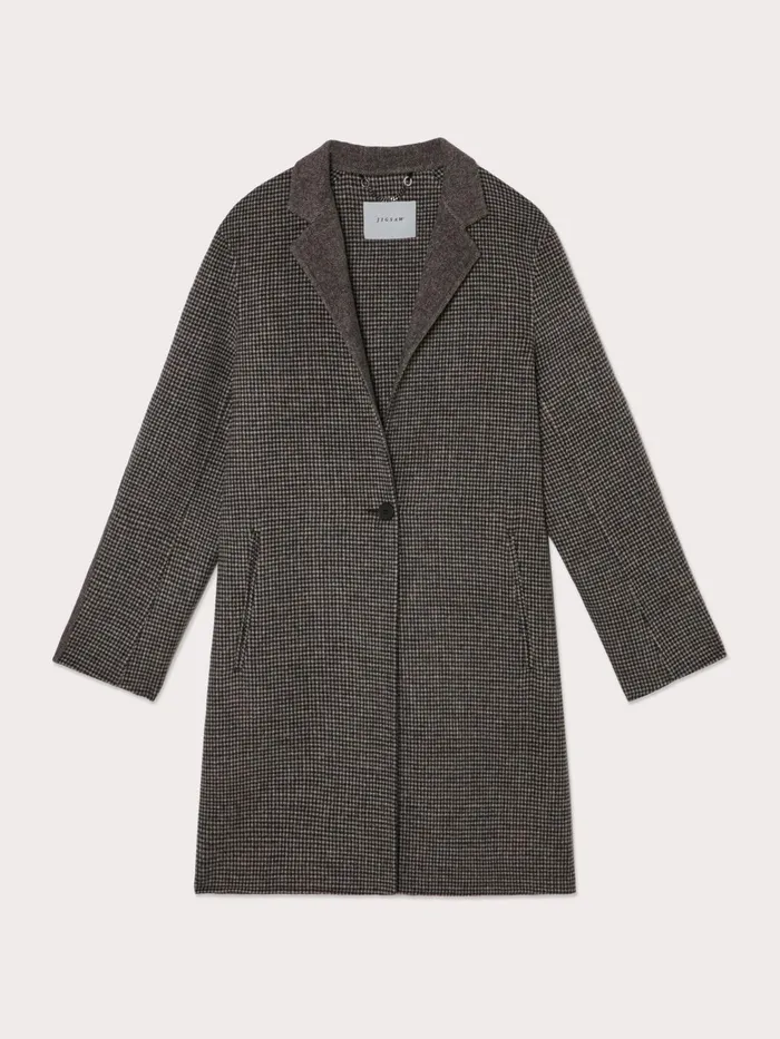 Jigsaw Coats Women Double Face Puppytooth Coat Grey