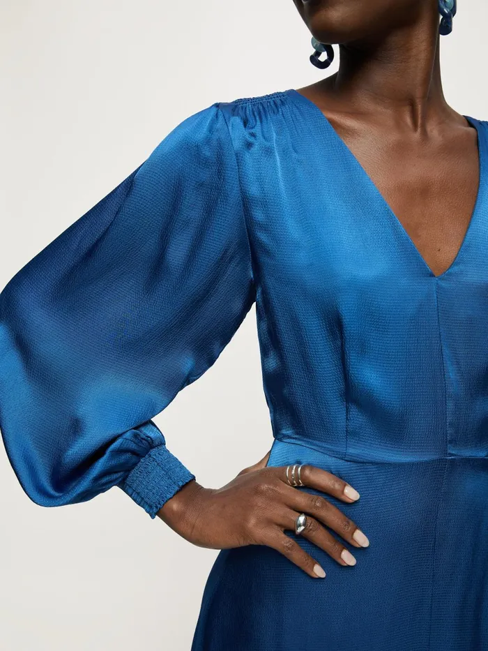 Jigsaw Dresses and Jumpsuits Women Hammered Satin Midi Dress Blue