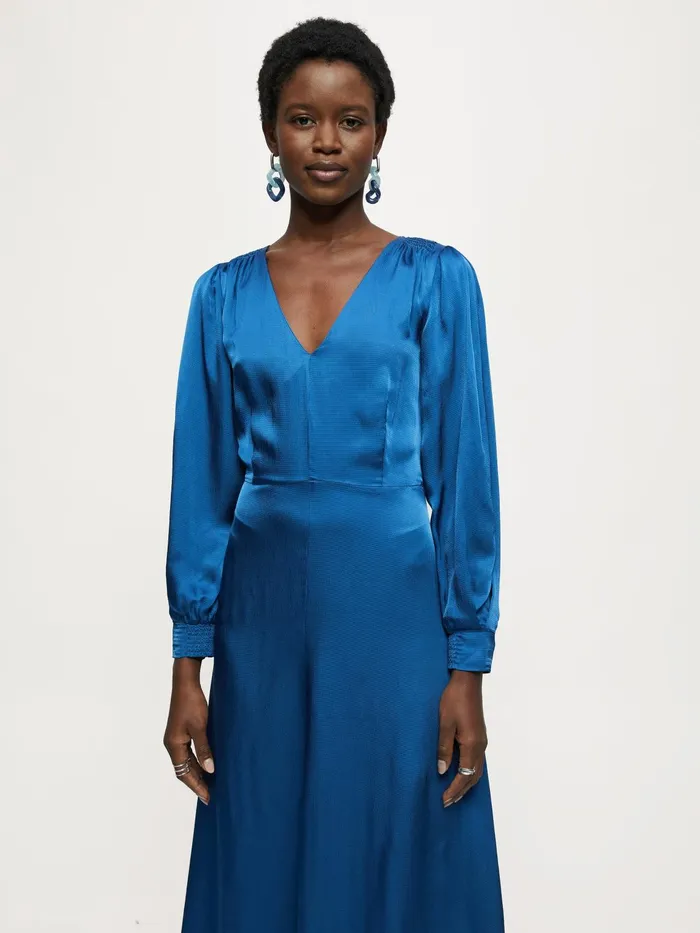 Jigsaw Dresses and Jumpsuits Women Hammered Satin Midi Dress Blue