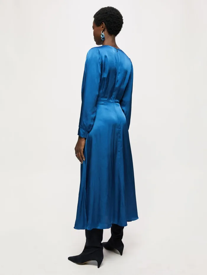Jigsaw Dresses and Jumpsuits Women Hammered Satin Midi Dress Blue