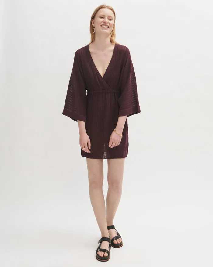 Jigsaw Dresses and Jumpsuits Women Knitted Rouched Waist Kaftan Purple