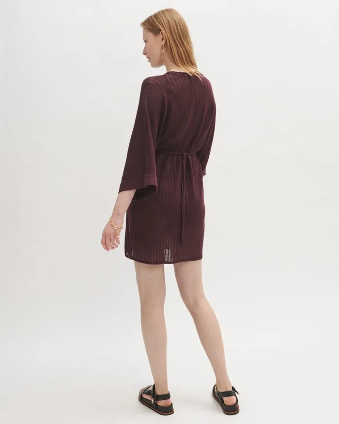 Jigsaw Dresses and Jumpsuits Women Knitted Rouched Waist Kaftan Purple