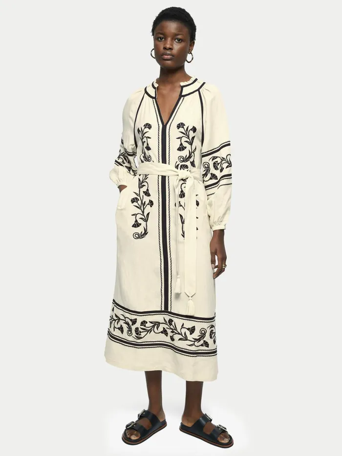 Jigsaw Dresses and Jumpsuits Women Linenblend Embroidery Maxi Dress Cream