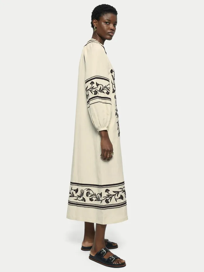 Jigsaw Dresses and Jumpsuits Women Linenblend Embroidery Maxi Dress Cream
