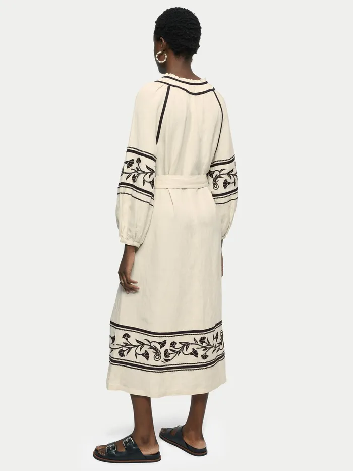 Jigsaw Dresses and Jumpsuits Women Linenblend Embroidery Maxi Dress Cream