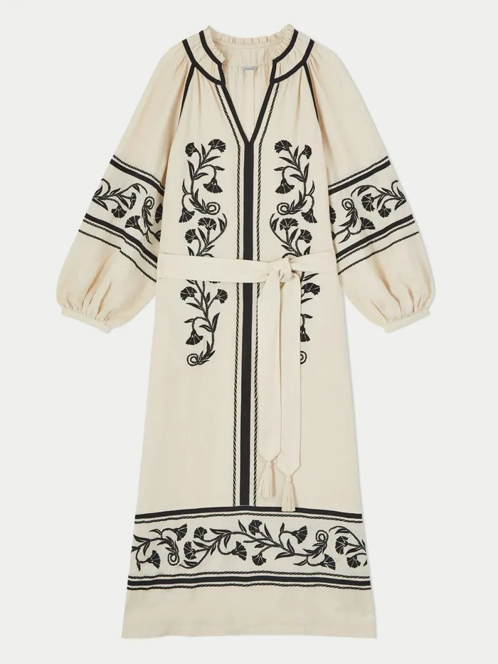 Jigsaw Dresses and Jumpsuits Women Linenblend Embroidery Maxi Dress Cream