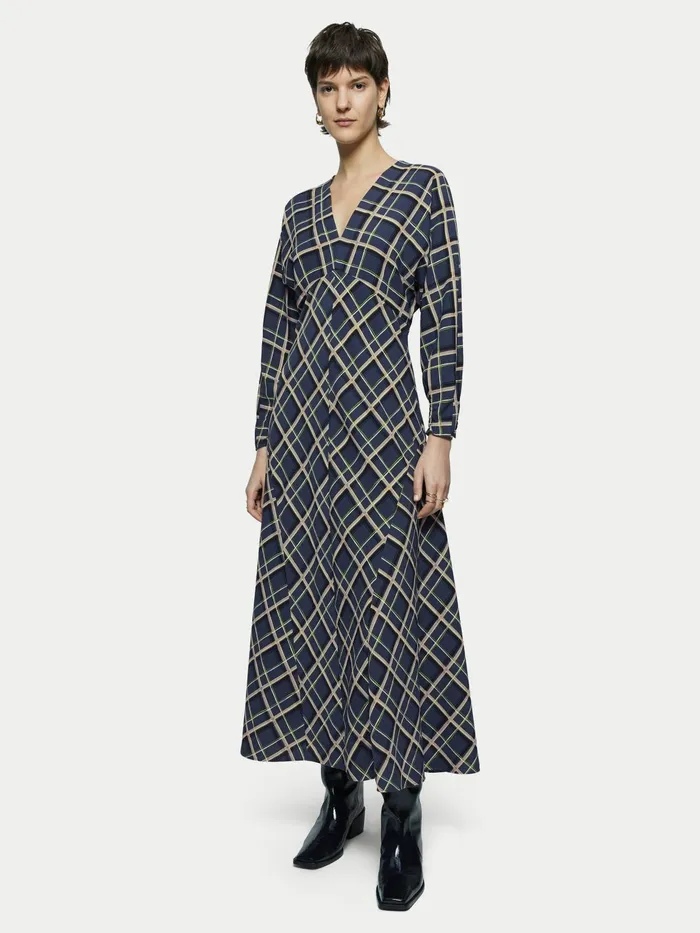 Jigsaw Dresses and Jumpsuits Women Painted Check Midi Dress Blue