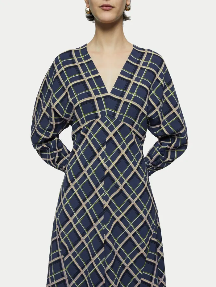 Jigsaw Dresses and Jumpsuits Women Painted Check Midi Dress Blue