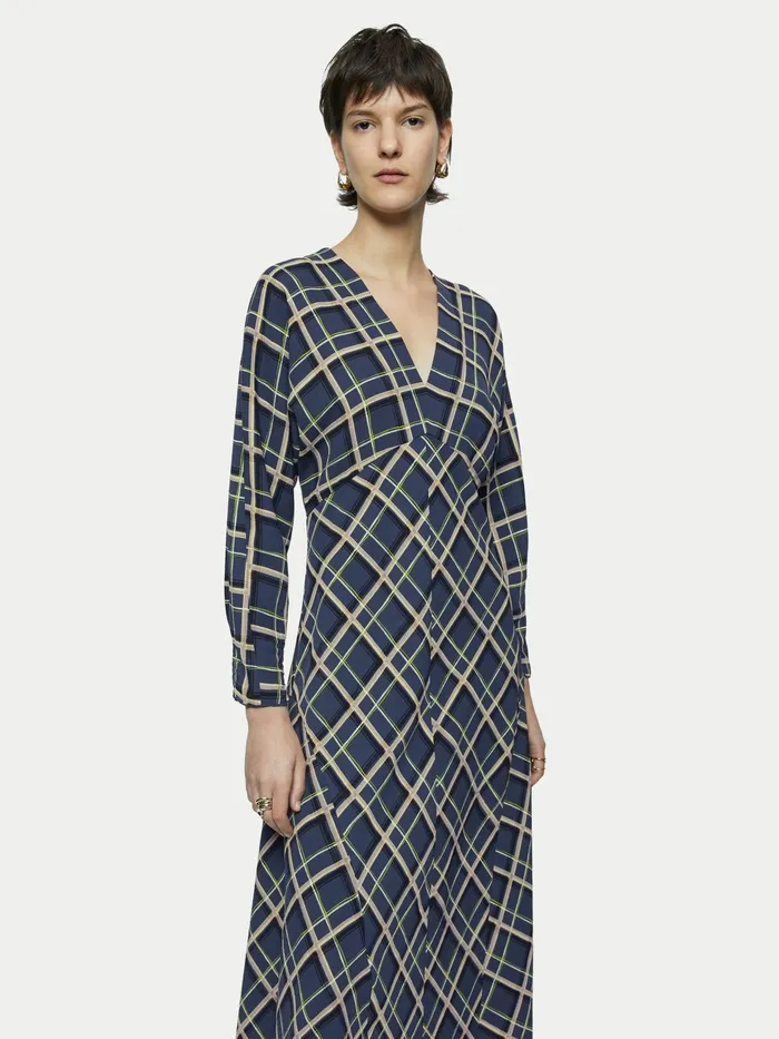 Jigsaw Dresses and Jumpsuits Women Painted Check Midi Dress Blue